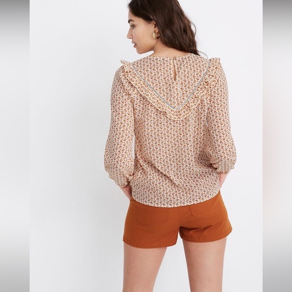 Brand New Madewell Ruffle-Yoke Prairie Top in Cutout Blooms - Picture 5 of 8